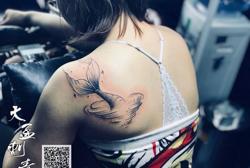 美人鱼鱼尾纹身图片_成品原创清新纹身图案