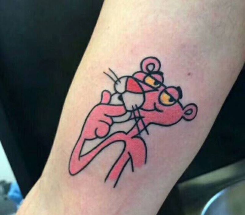 粉红顽皮豹纹身图片