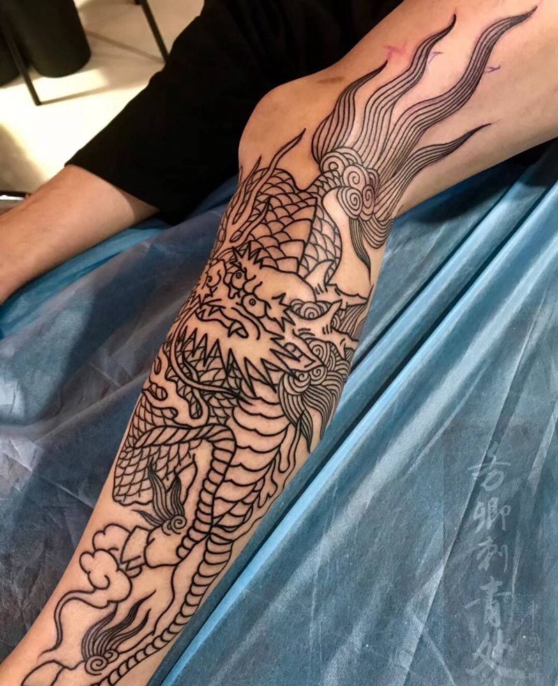 烈火麒麟纹身图片