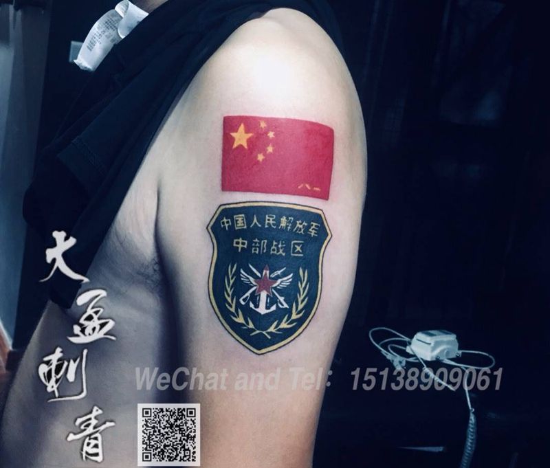 部队臂章纹身图片_肩部纹身图案