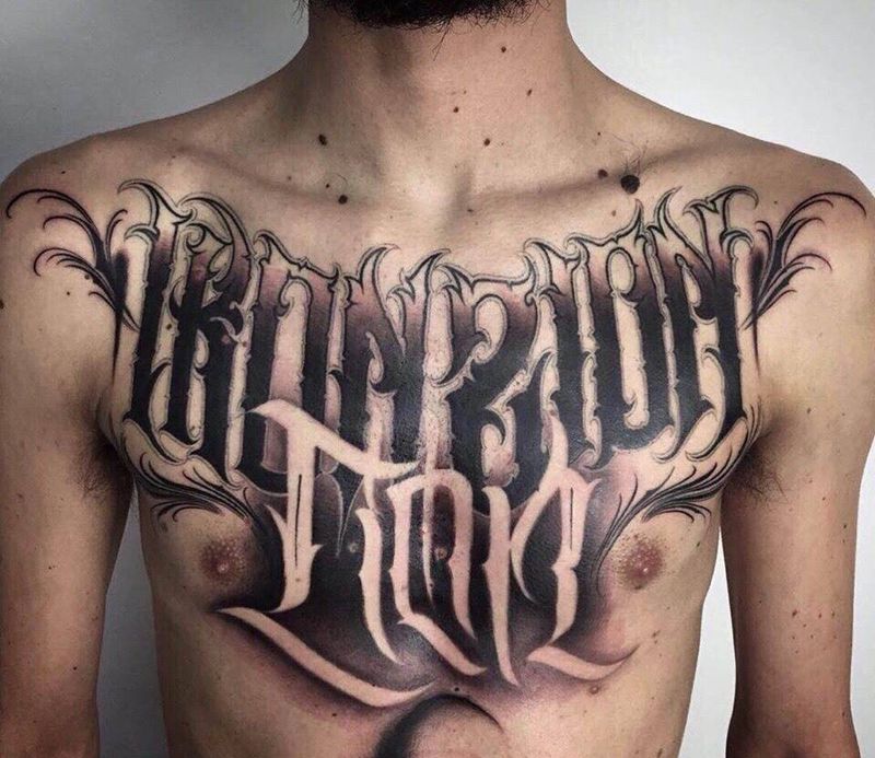 花体英文纹身图片