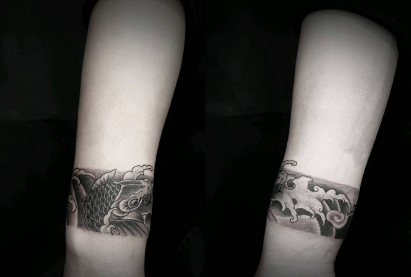 臂环纹身图片_手臂新传统纹身图案