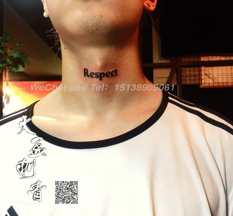 喉结字母纹身图片_成品颈部清新原创纹身图案