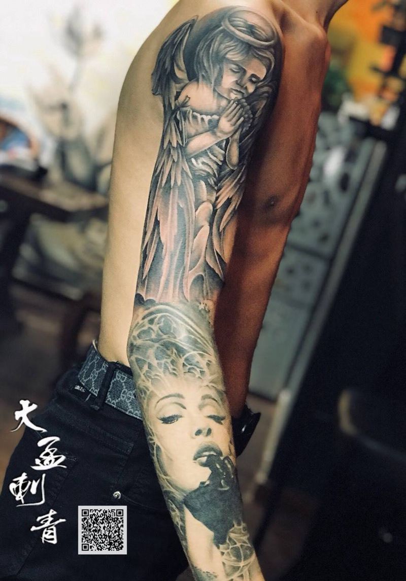 欧美写实花臂纹身图片_成品原创写实纹身图案