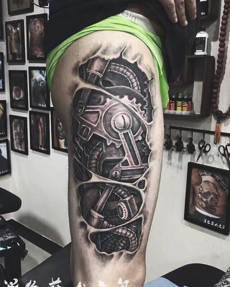 机械纹身图片