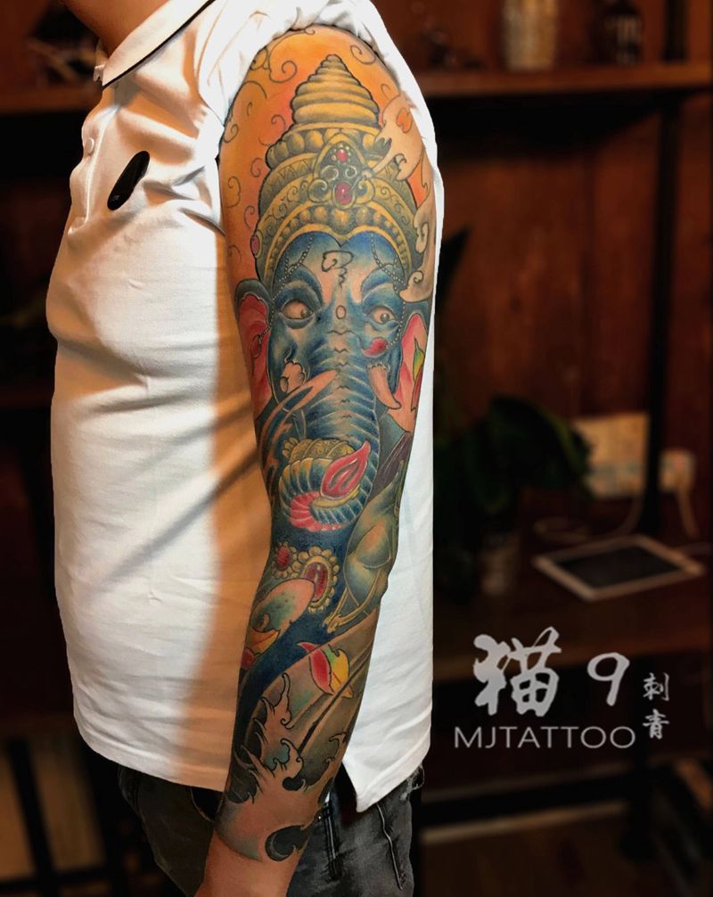 彩色花臂修改纹身图片