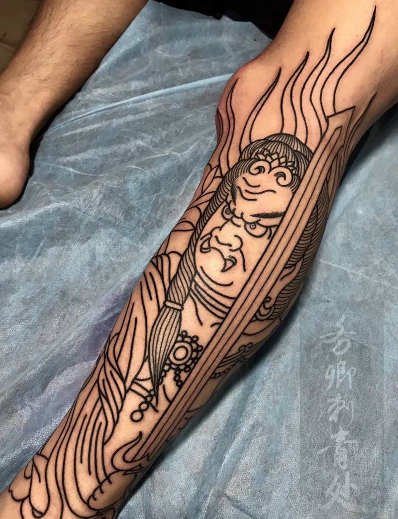 不动明王纹身图片_新传统纹身图案
