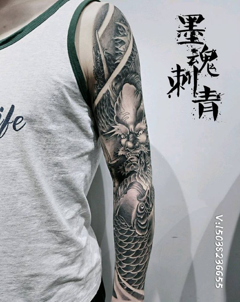 花臂遮盖伤疤纹身图片