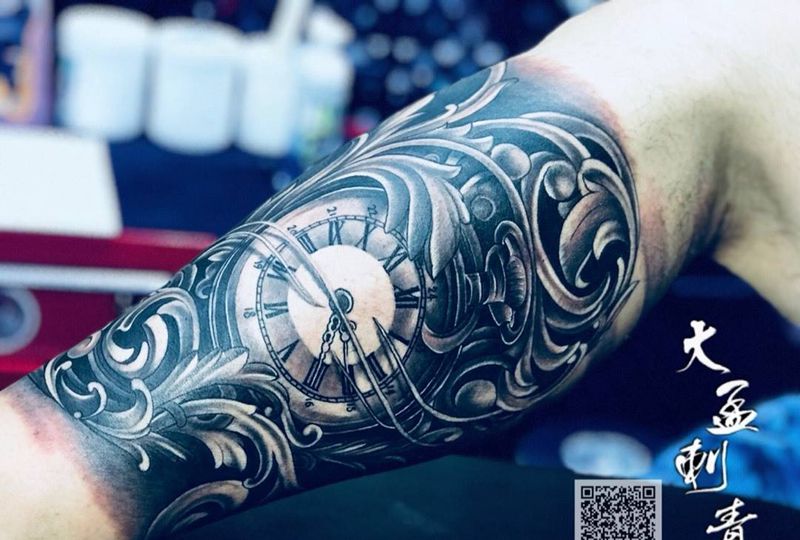 写实钟表纹身图片_成品原创纹身图案