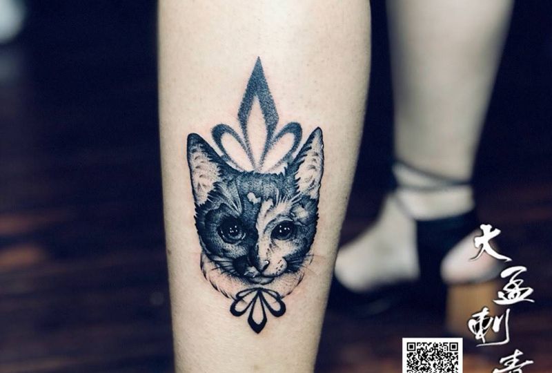 猫咪纹身图片_成品原创清新纹身图案