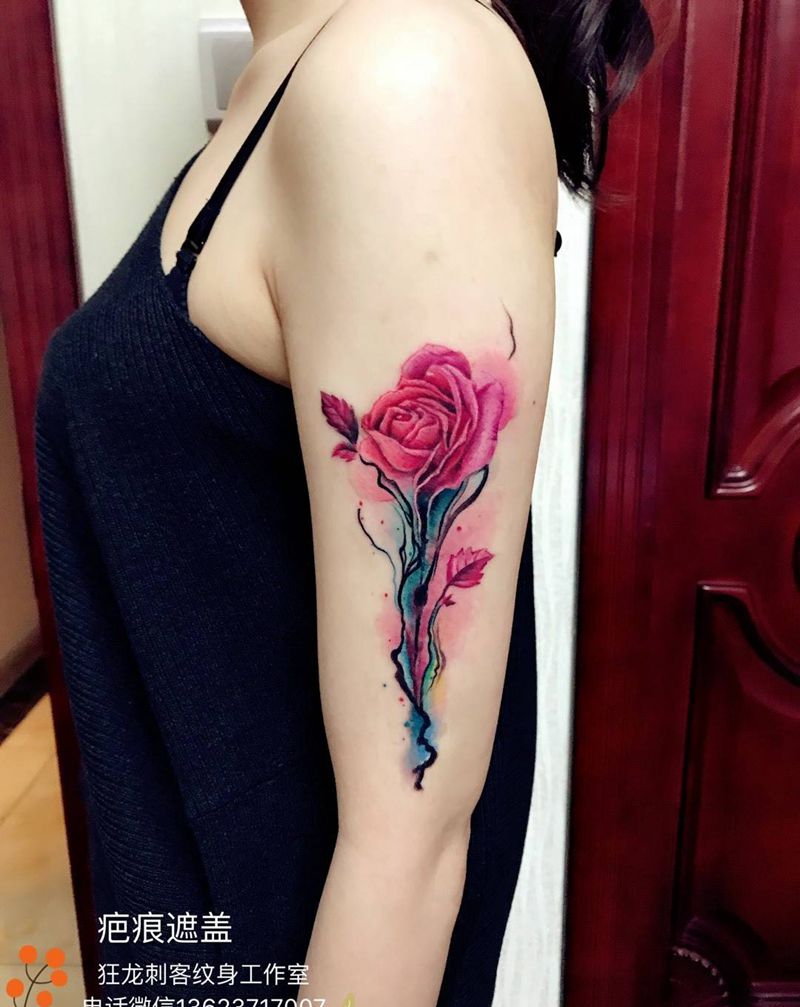 遮盖纹身图片_手臂背部手部欧美清新写实几何植物原创成品纹身图案