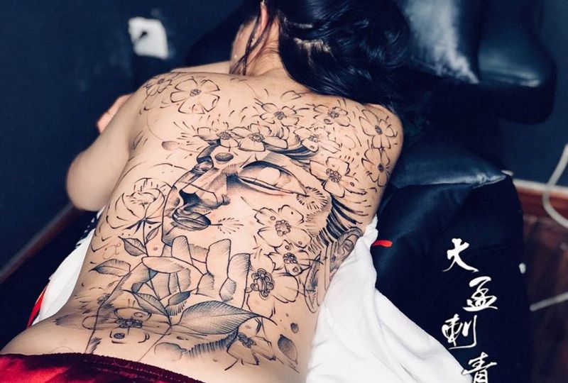 佛系女汉子纹身图片_成品纹身图案