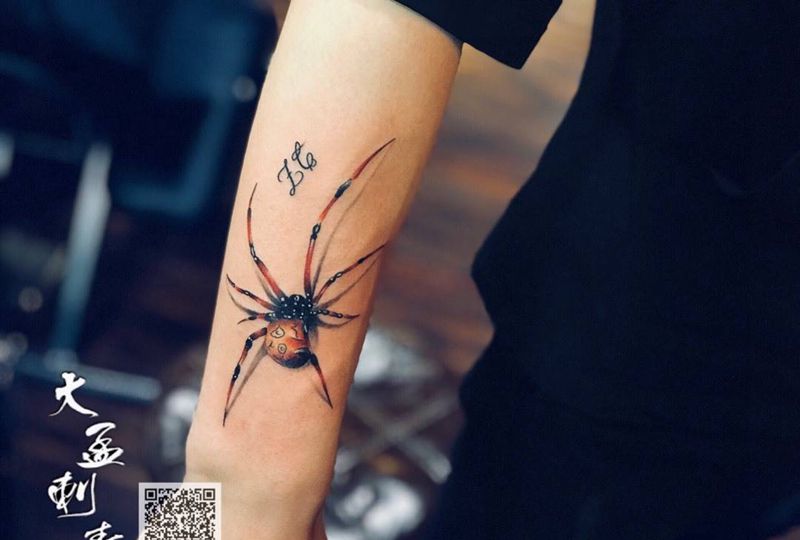 小臂蜘蛛，纹身图片_成品纹身图案
