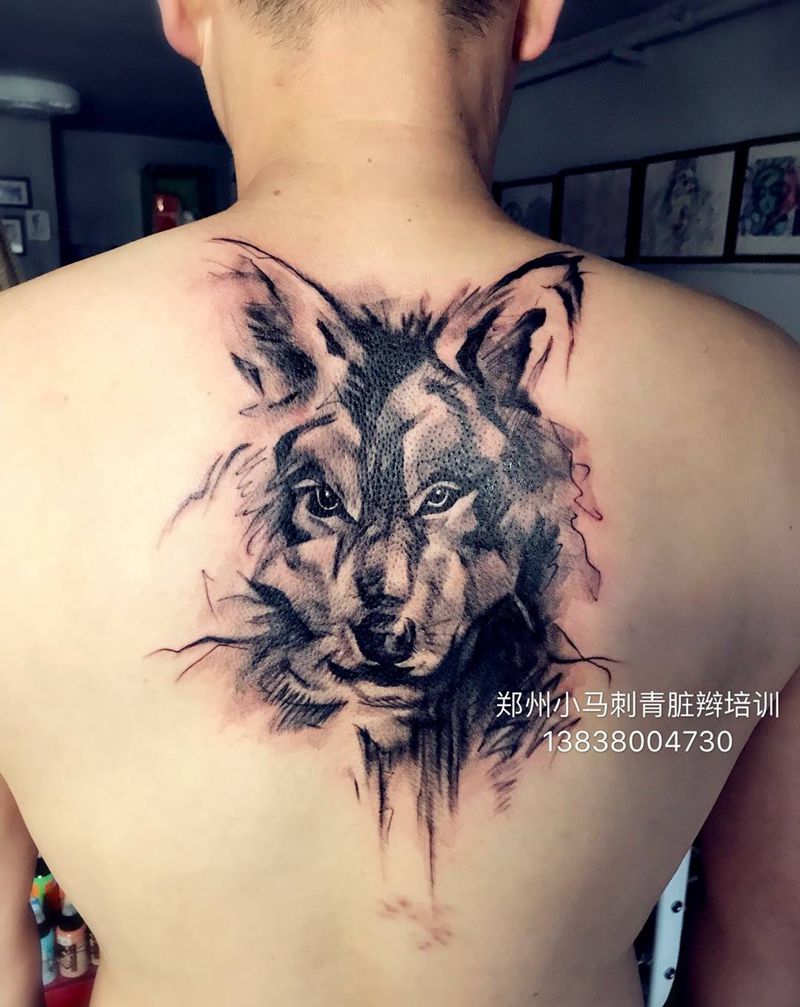 狼头，不滴血纹身图片