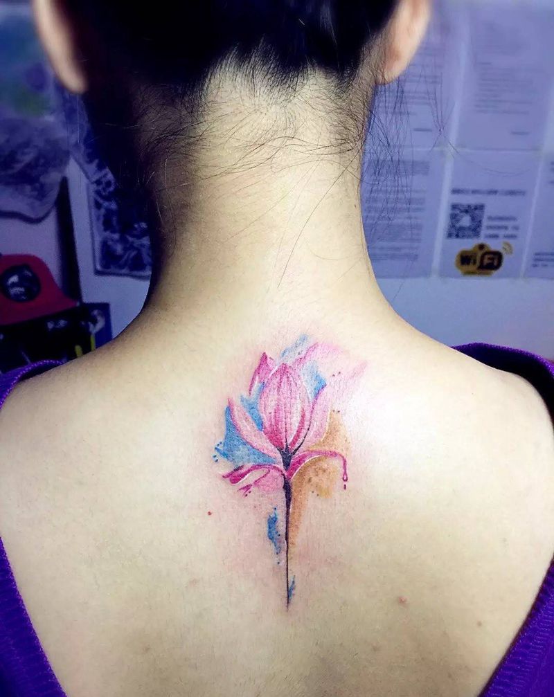 水彩纹身图片_成品清新植物纹身图案