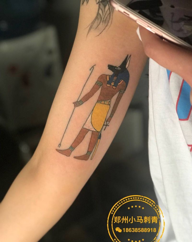 阿努比斯纹身图片_成品手臂纹身图案