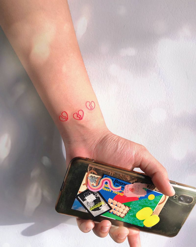 心纹身图片_手臂New School纹身图案