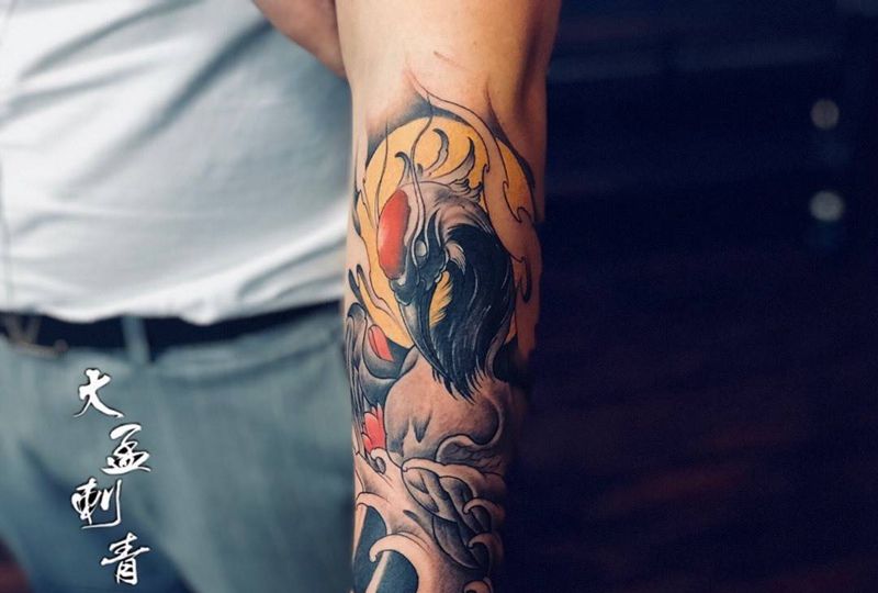 鹤纹身图片_成品纹身图案