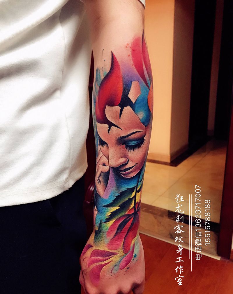 遮盖纹身图片_手臂手部欧美写实新传统欧美彩色欧美唯美遮盖纹身图案
