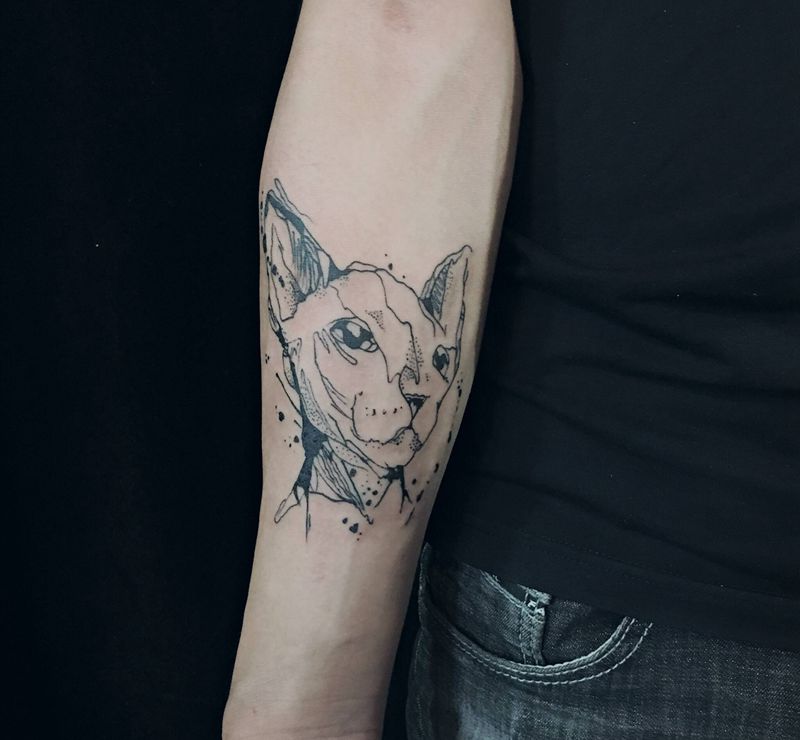 芬克斯喵纹身图片_手臂纹身图案