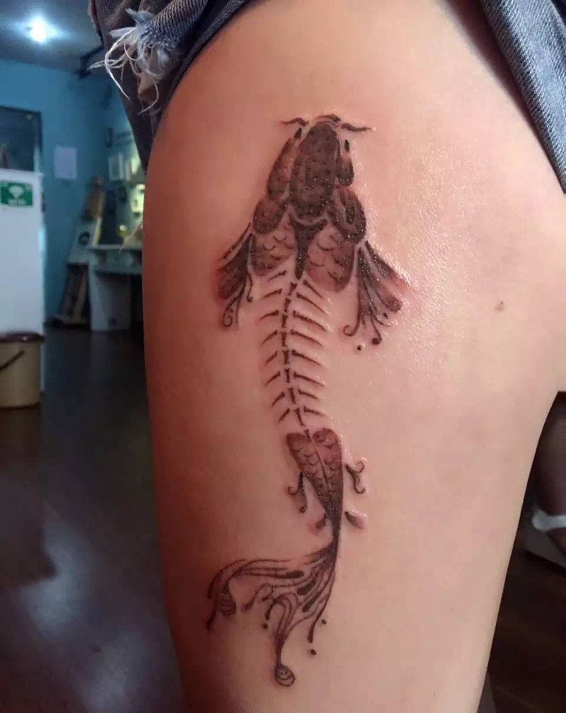 鱼骨纹身图片