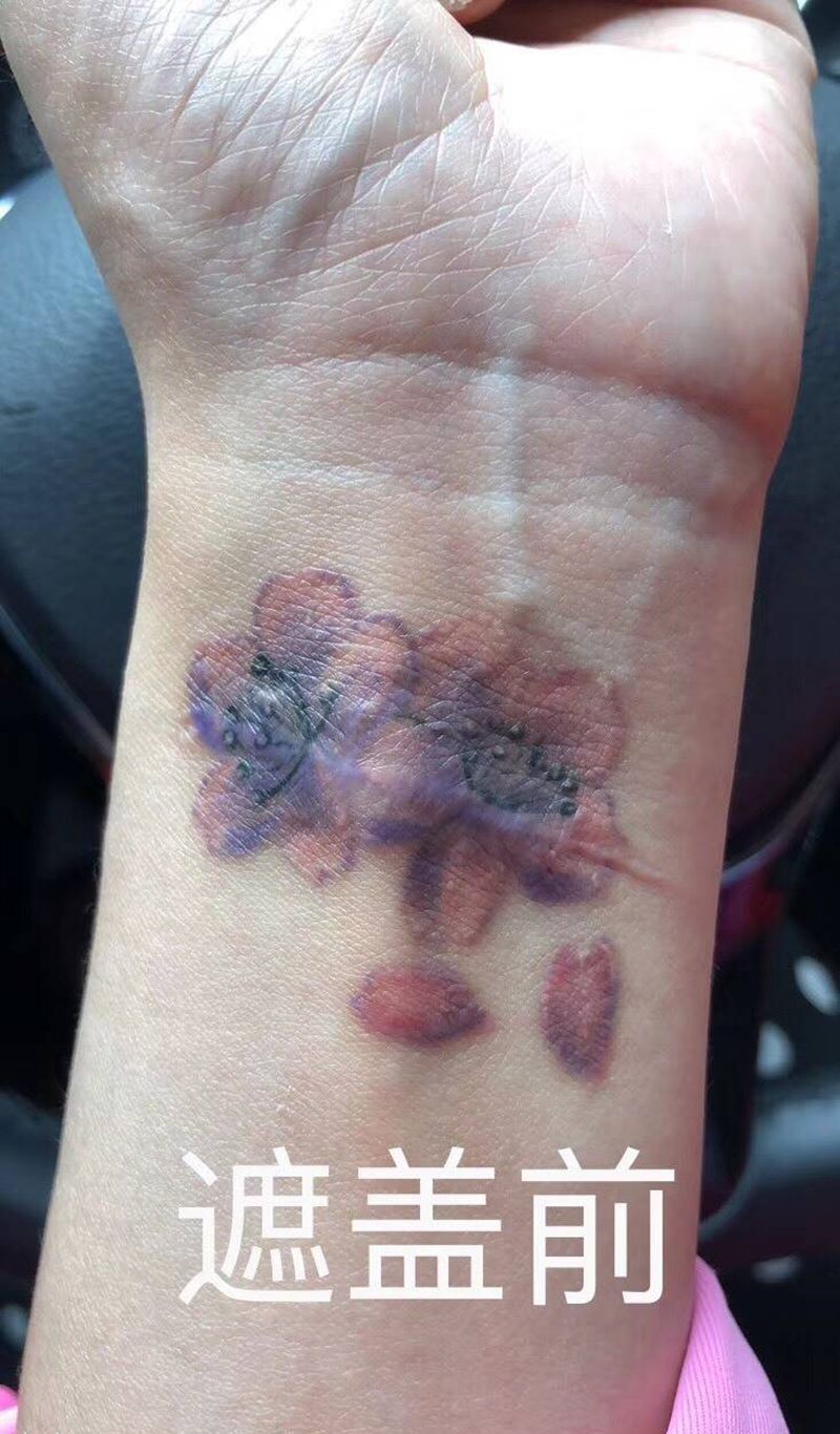 莲花遮盖失败纹身纹身图片_成品手臂传统植物纹身图案