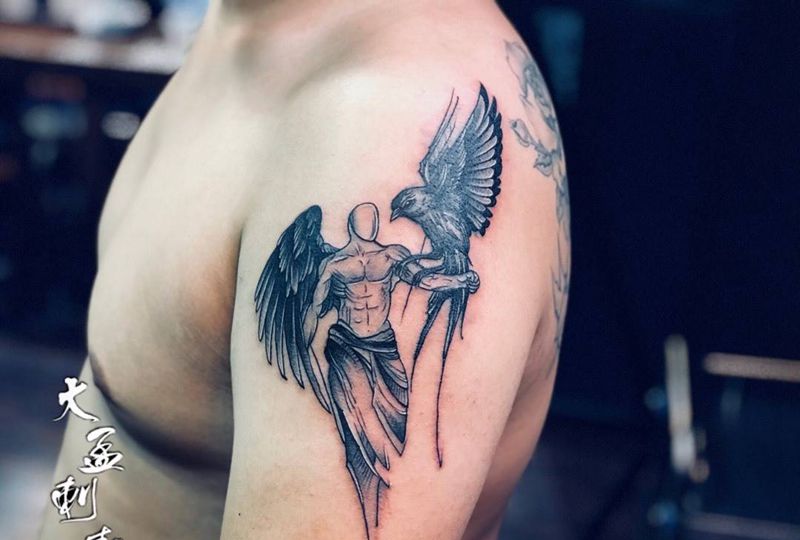 天使纹身图片_成品纹身图案