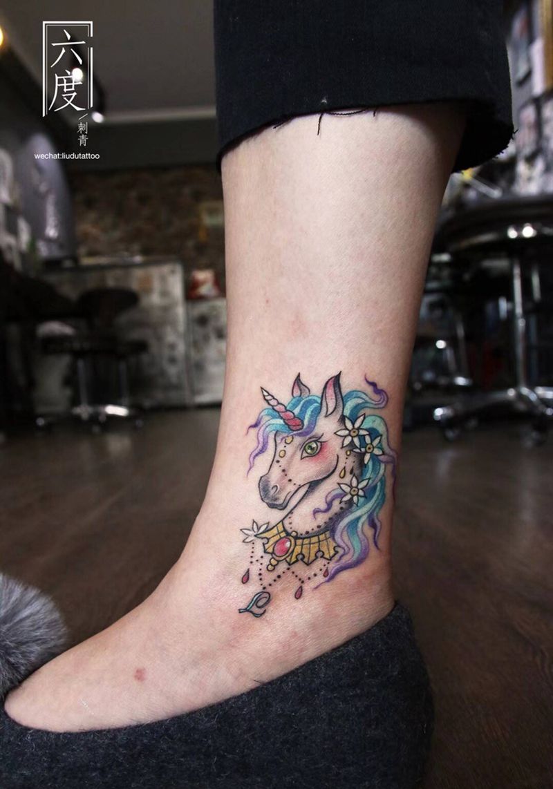 小马宝莉纹身图片_成品腿部脚部欧美动物纹身图案