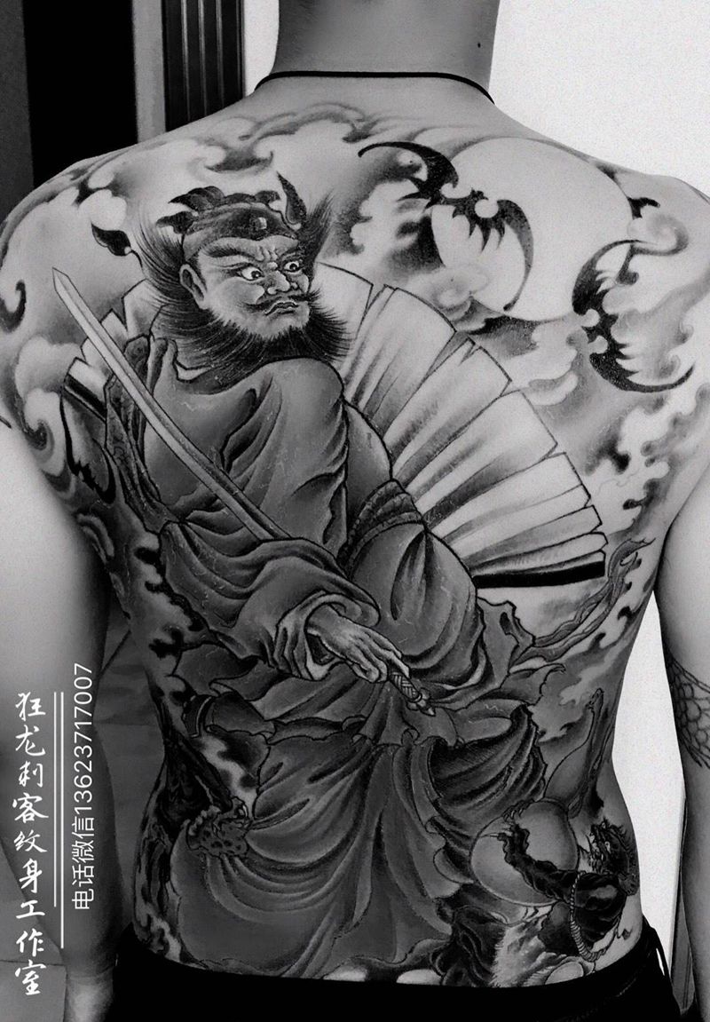 钟馗纹身图片_背部腰部老传统新传统钟馗满背钟馗传统满背纹身图案