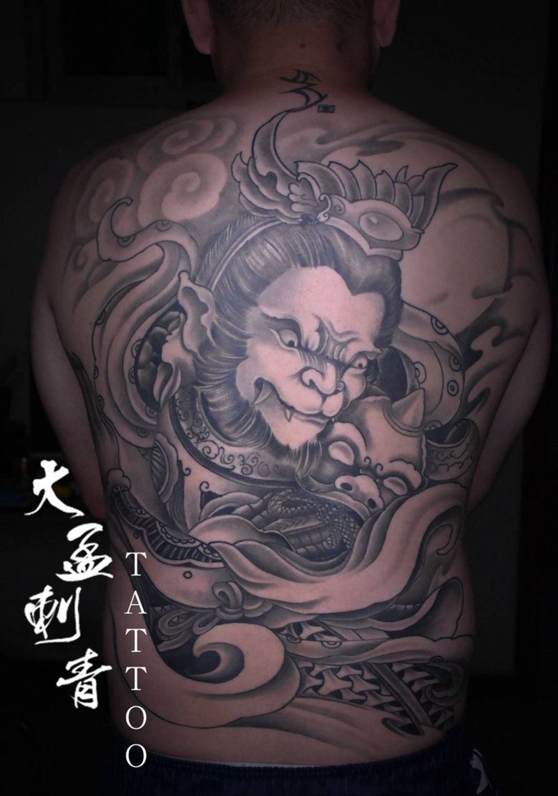 满背悟空纹身图片_成品纹身图案