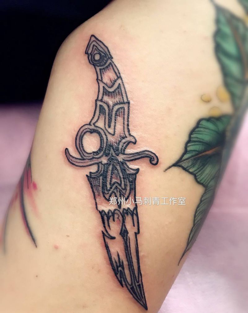 骷髅匕首纹身图片