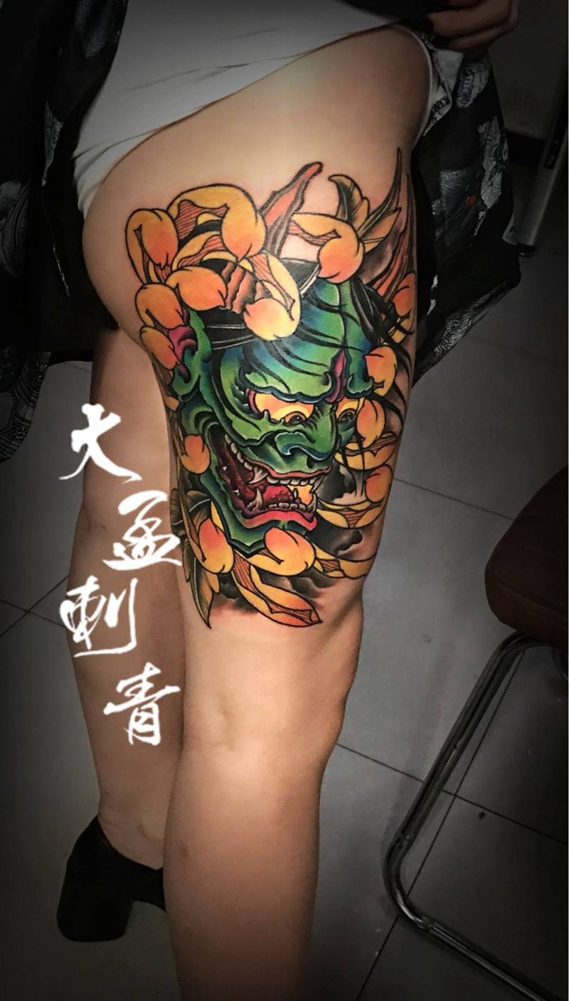 彩色般若纹身图片_成品纹身图案