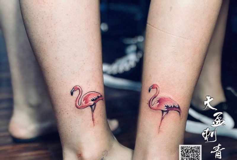 情侣火烈鸟纹身图片_成品纹身图案