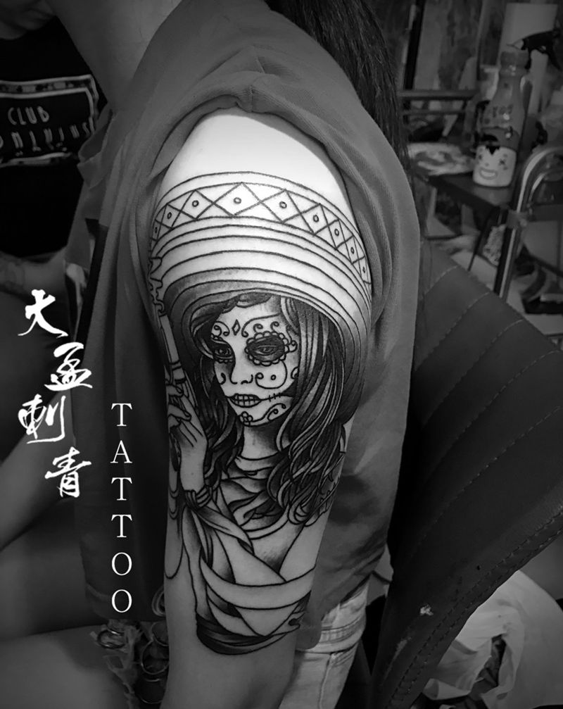 青春无敌美少女纹身图片_成品纹身图案