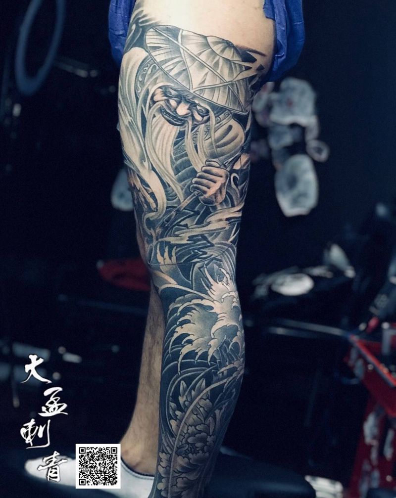 花腿纹身图片_成品纹身图案