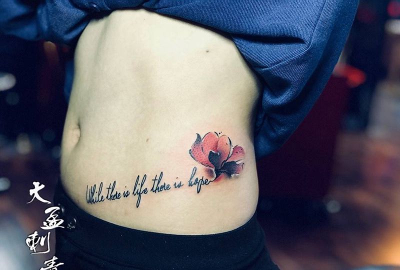 英文罂粟纹身图片_成品纹身图案