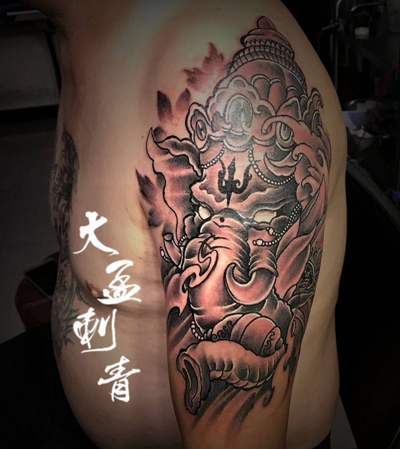 象神纹身图片_成品纹身图案