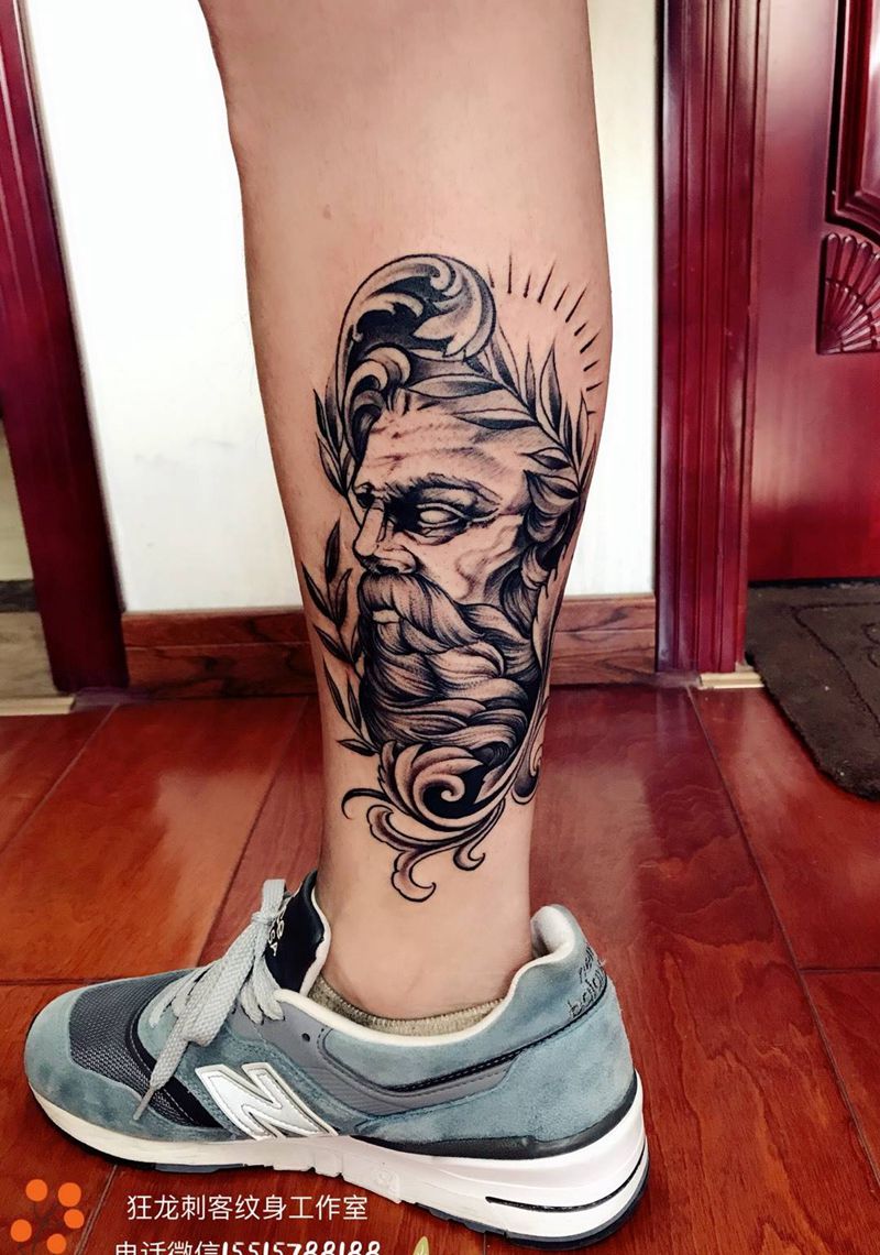 欧美人物速写纹身图片_成品腿部手臂臀部欧美清新写实肖像人物鬼神纹身图案