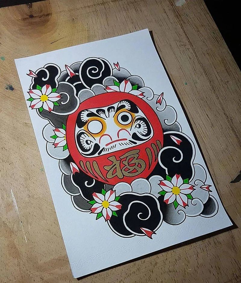 达摩蛋纹身图片_老传统纹身图案