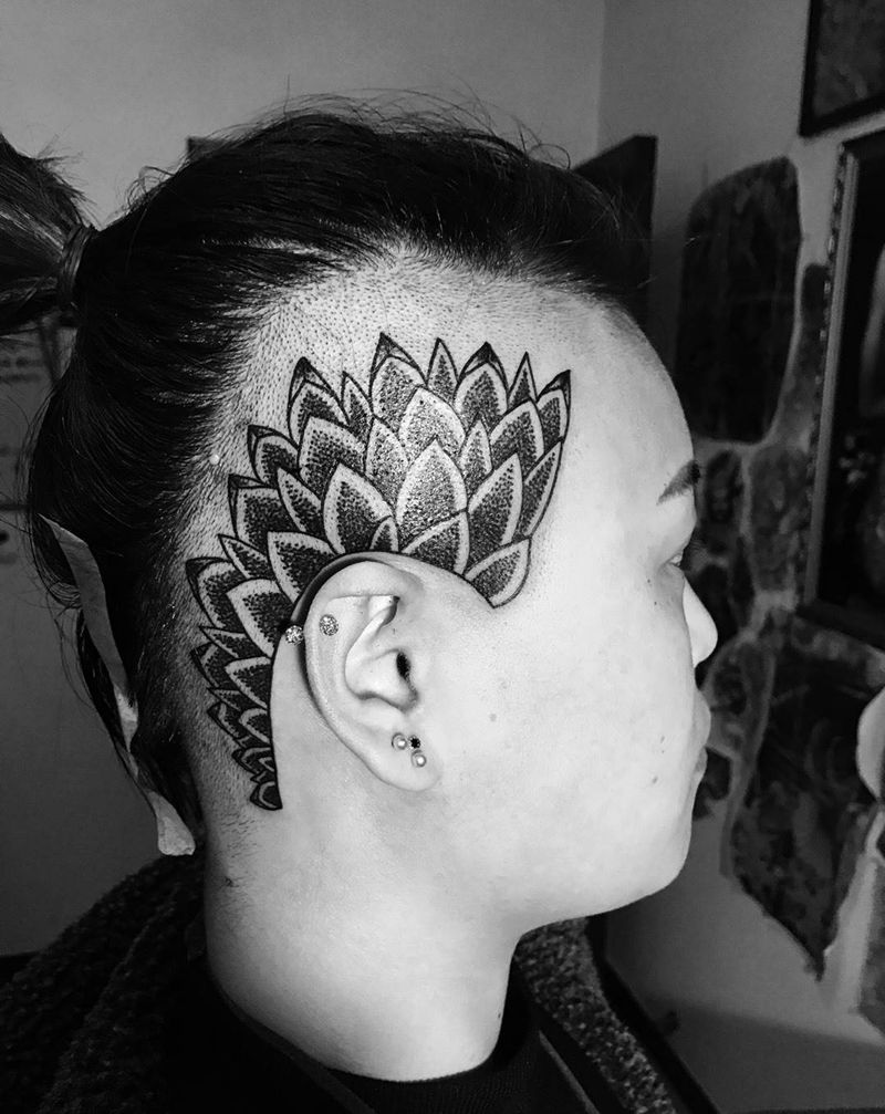 头皮点刺纹身图片