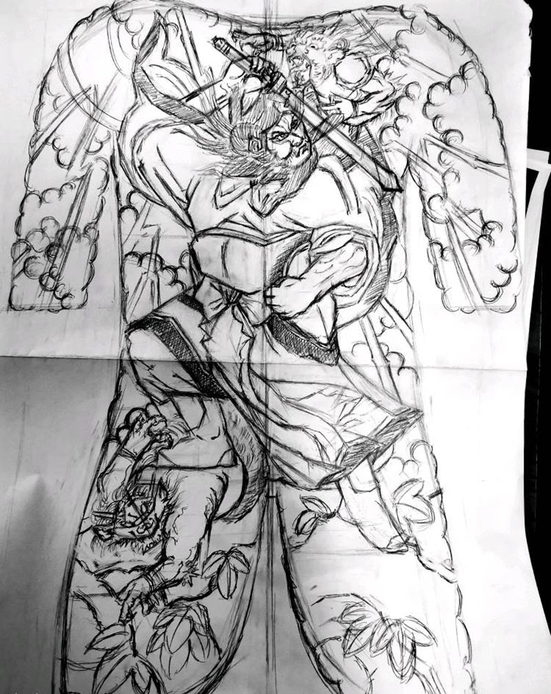 你猜？纹身图片_背部腿部老传统新传统纹身图案