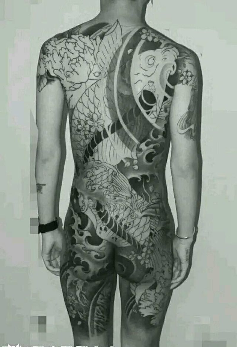 满背鱼，纹身图片