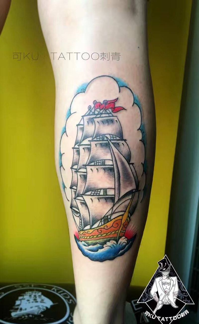 帆船纹身图片