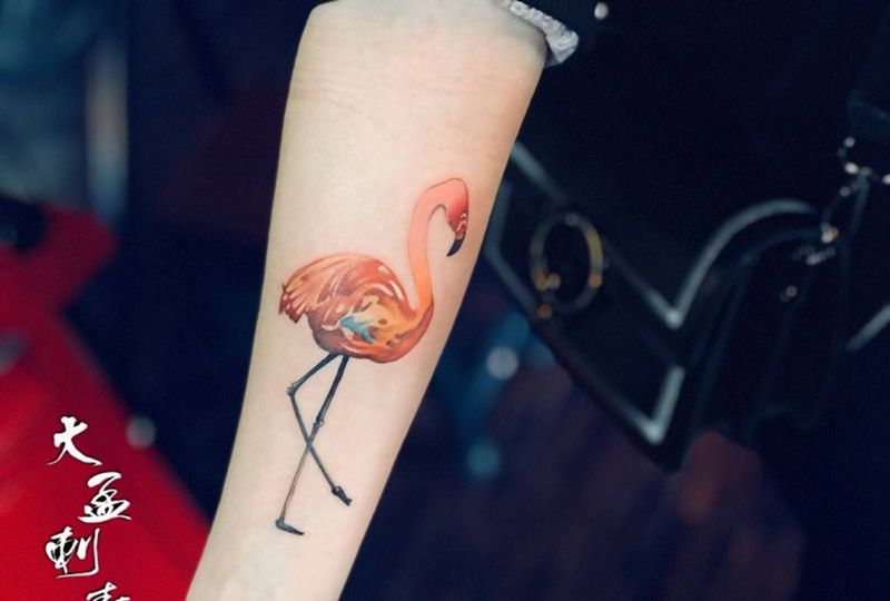 情侣火烈鸟纹身图片_成品纹身图案