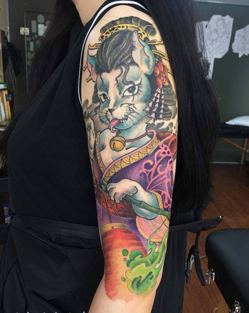 艺妓猫纹身图片