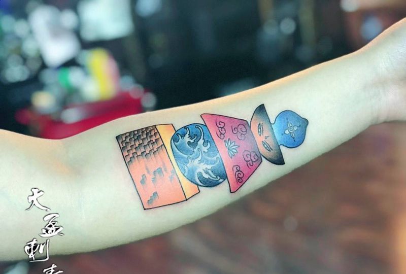 五轮塔纹身图片_成品纹身图案