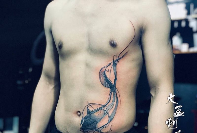 水墨鱼纹身图片_成品纹身图案