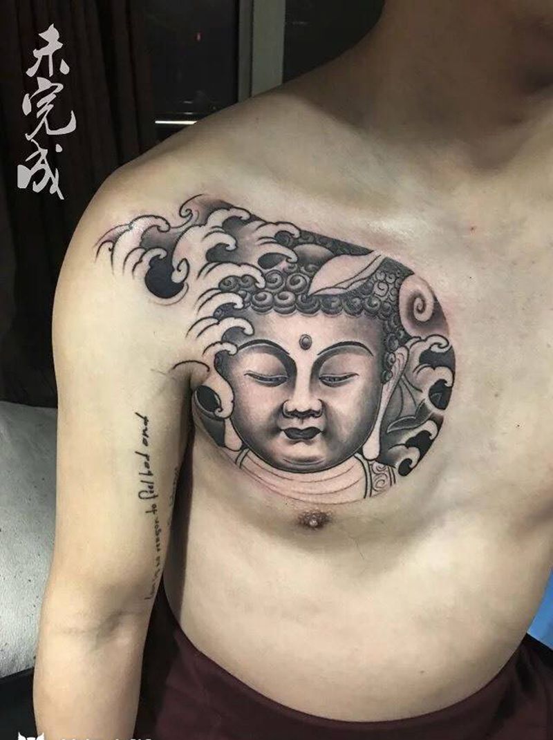 佛头，未完成纹身图片