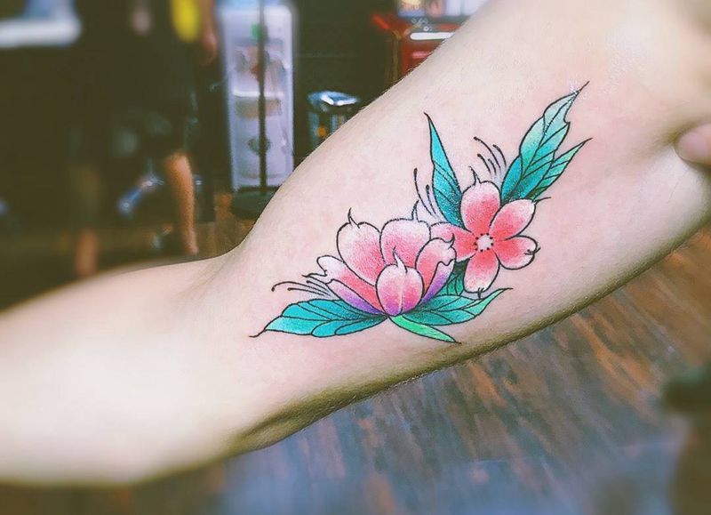 樱花纹身图片_成品纹身图案