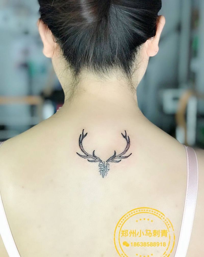 小图腾纹身图片_成品颈部纹身图案